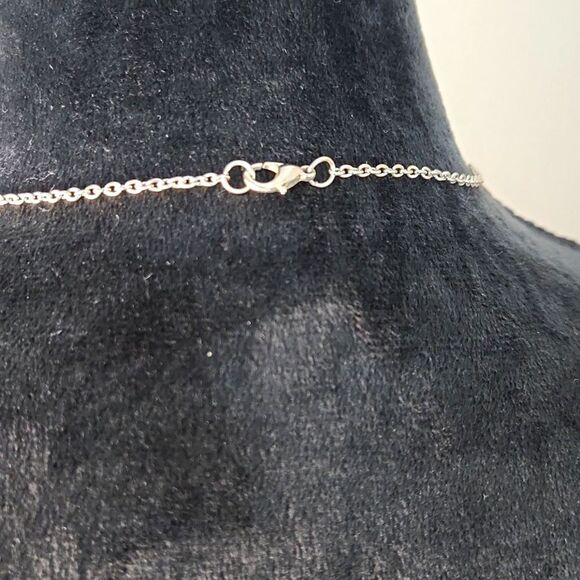 Dainty Pink & Clear Crystal Flower Necklace - Picture 2 of 3